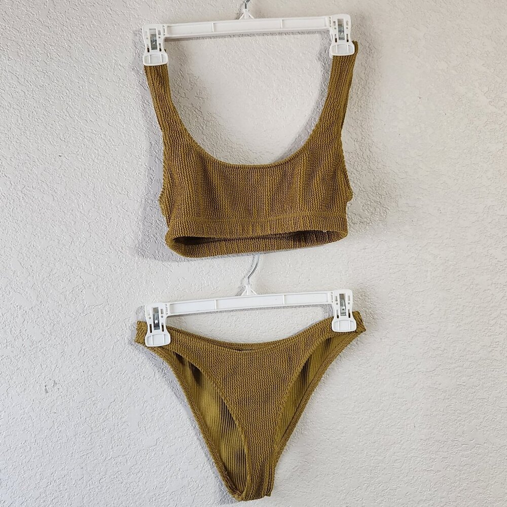 Good American Bikini Set Size 1/2 -  Always Fits Cheeky Scoop - Dirty Olive